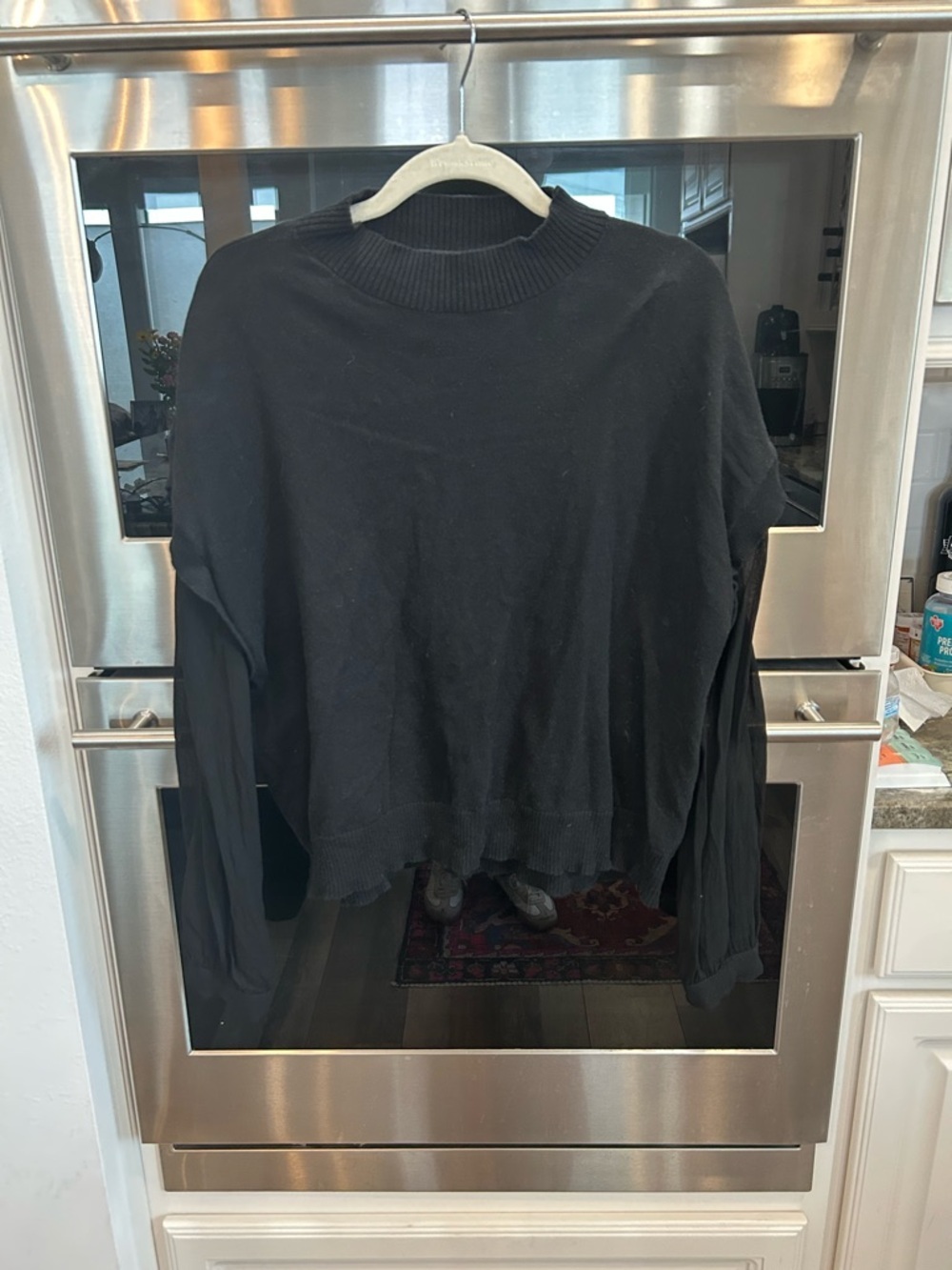 Central Park West Sweater with sheer sleeves size L GUC runs small